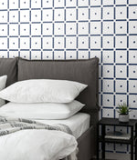 NW39602 check and spot geometric peel and stick wallpaper bedroom from NextWall