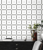 NW39608 check and spot geometric peel and stick wallpaper desk from NextWall