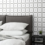 NW39608 check and spot geometric peel and stick wallpaper bedroom from NextWall