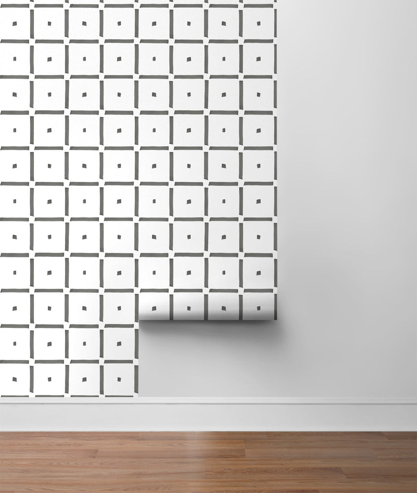 NW39608 check and spot geometric peel and stick wallpaper roll from NextWall