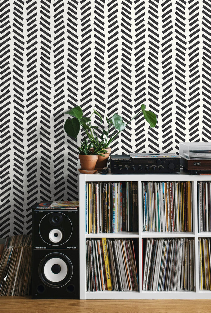 NW39700 Mod chevron peel and stick removable wallpaper dorm room from NextWall