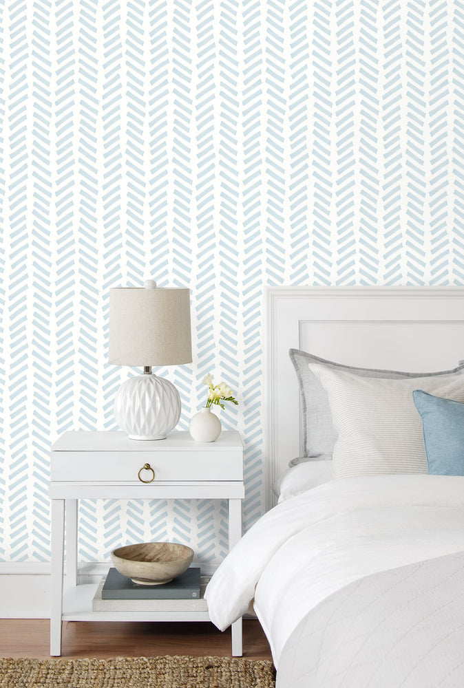 NW39712 Mod chevron peel and stick removable wallpaper bedroom from NextWall