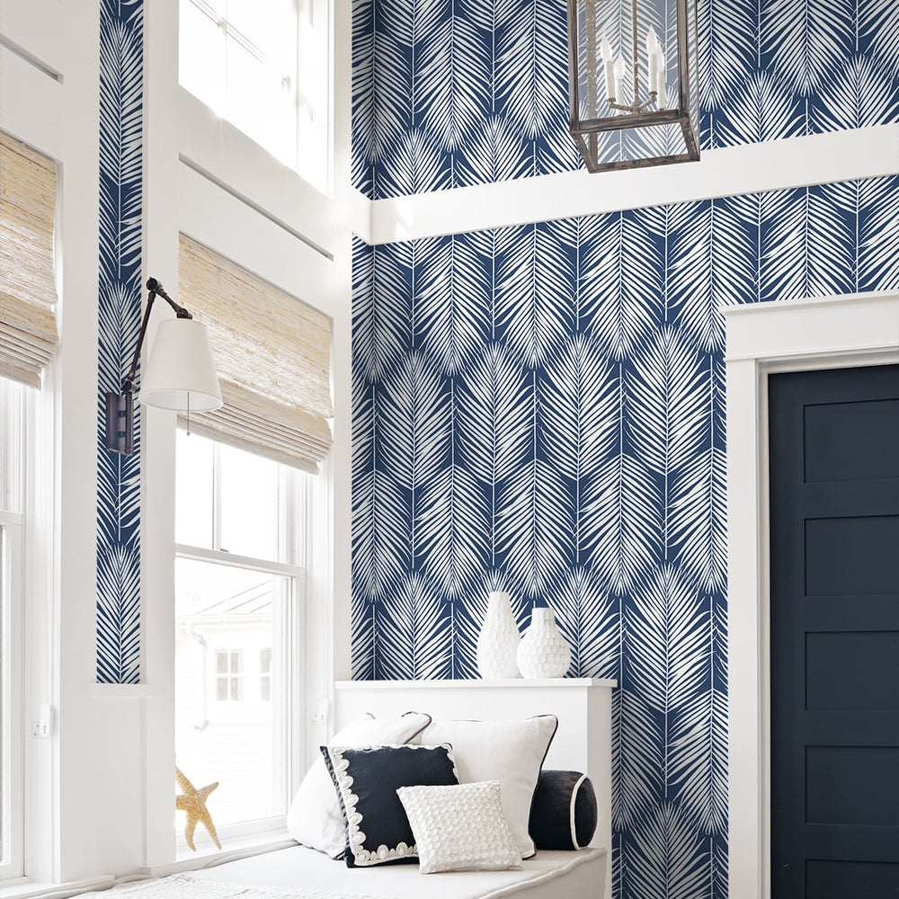 
                  
                    NW39802 palm silhouette coastal peel and stick removable wallpaper beach bedroom from NextWall
                  
                