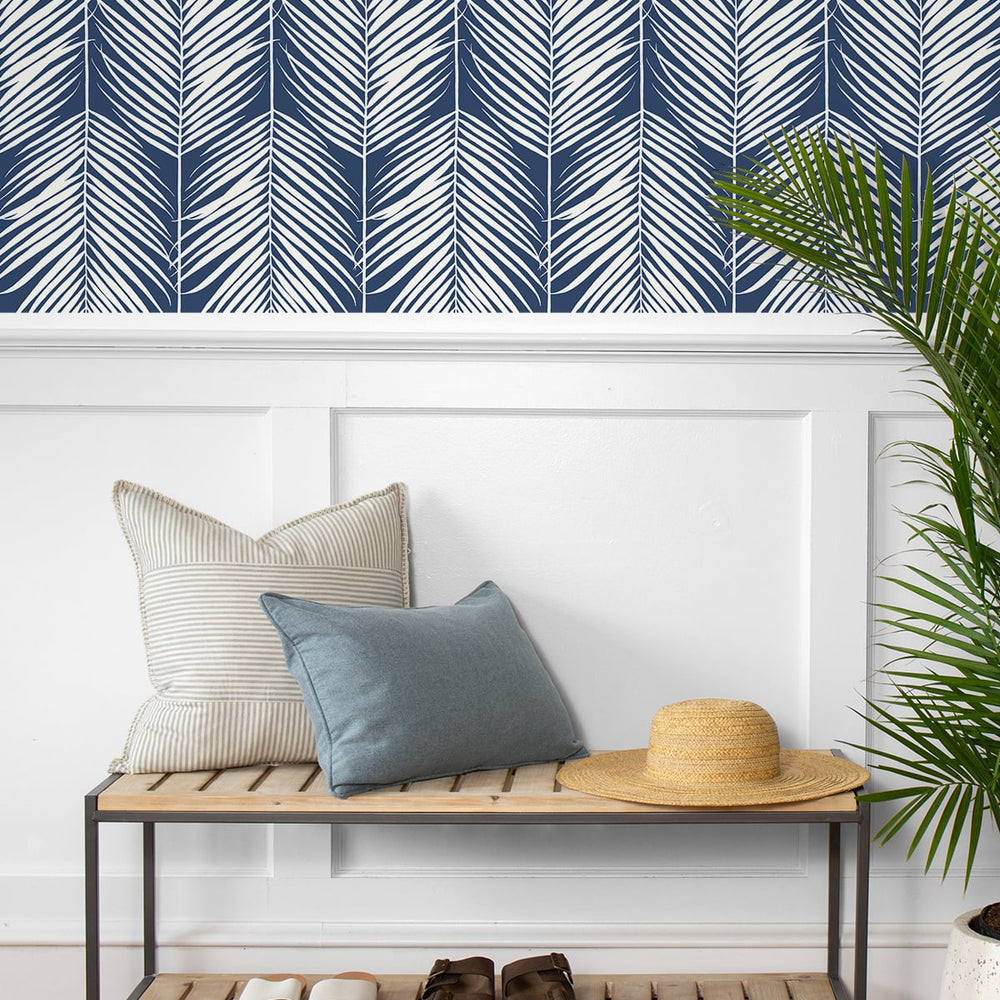 
                  
                    NW39802 palm silhouette coastal peel and stick removable wallpaper entryway from NextWall
                  
                
