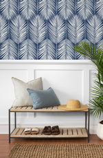NW39802 palm silhouette coastal peel and stick removable wallpaper entryway from NextWall