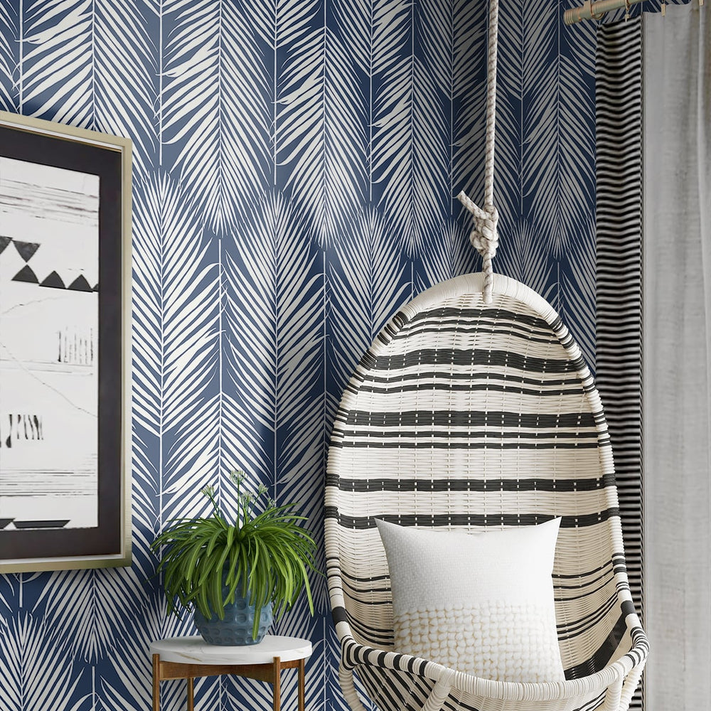 
                  
                    NW39802 palm silhouette coastal peel and stick removable wallpaper bedroom from NextWall
                  
                