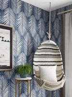 NW39802 palm silhouette coastal peel and stick removable wallpaper bedroom from NextWall
