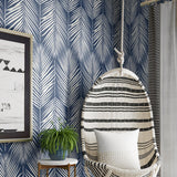 NW39802 palm silhouette coastal peel and stick removable wallpaper bedroom from NextWall