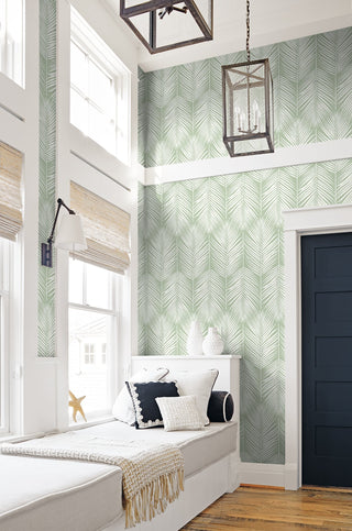 NW39804 palm silhouette coastal peel and stick removable wallpaper beach bedroom from NextWall