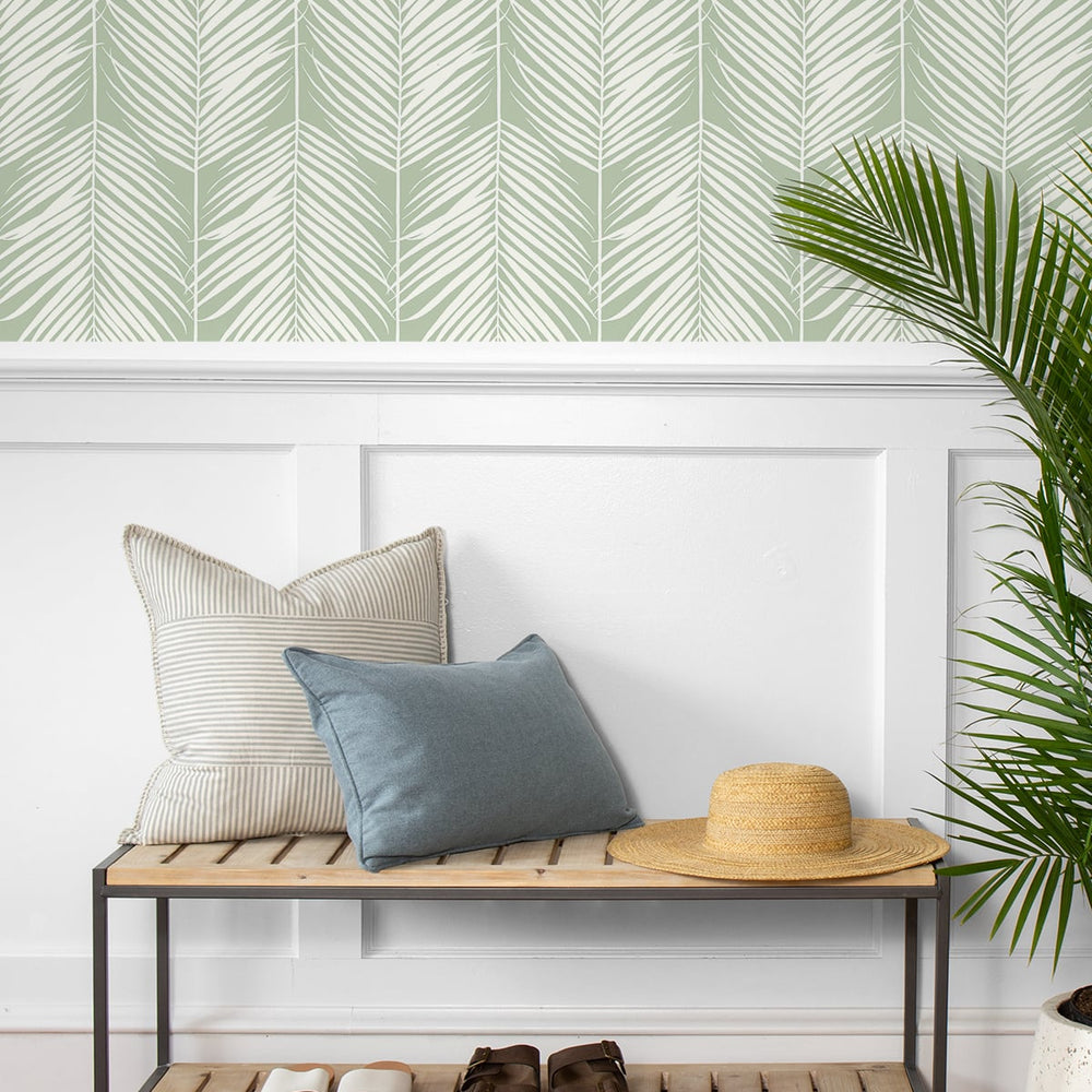 
                  
                    NW39804 palm silhouette coastal peel and stick removable wallpaper entryway from NextWall
                  
                