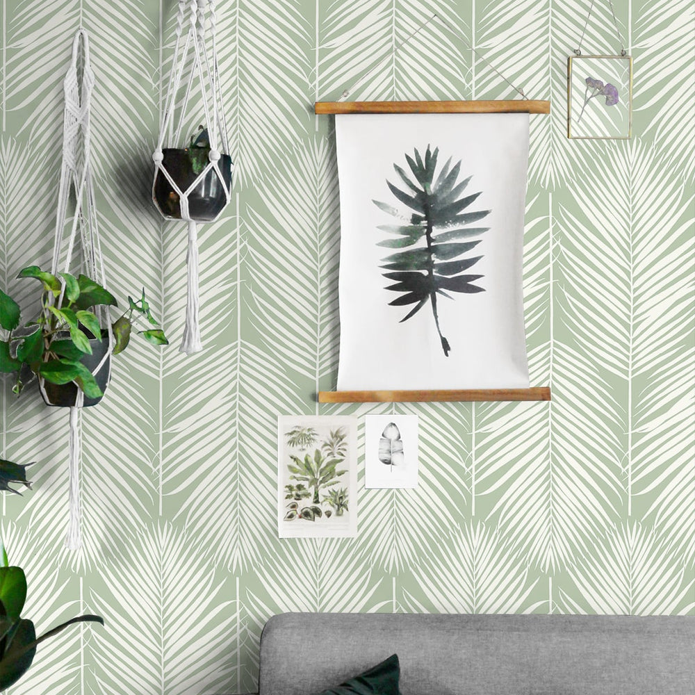 
                  
                    NW39804 palm silhouette coastal peel and stick removable wallpaper living room from NextWall
                  
                