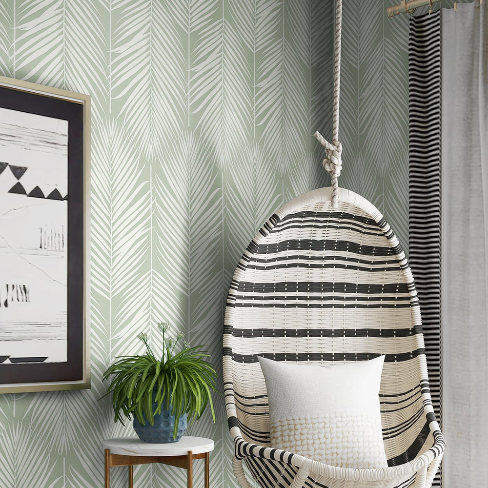 
                  
                    NW39804 palm silhouette coastal peel and stick removable wallpaper bedroom from NextWall
                  
                