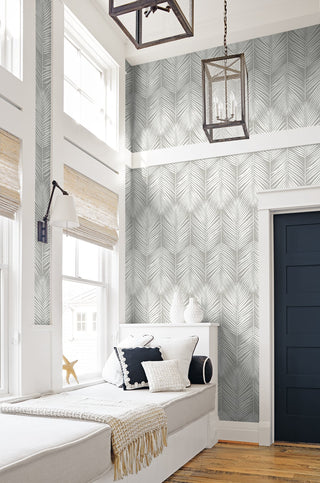NW39808 palm silhouette coastal peel and stick removable wallpaper beach bedroom from NextWall