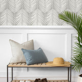 NW39808 palm silhouette coastal peel and stick removable wallpaper entryway from NextWall