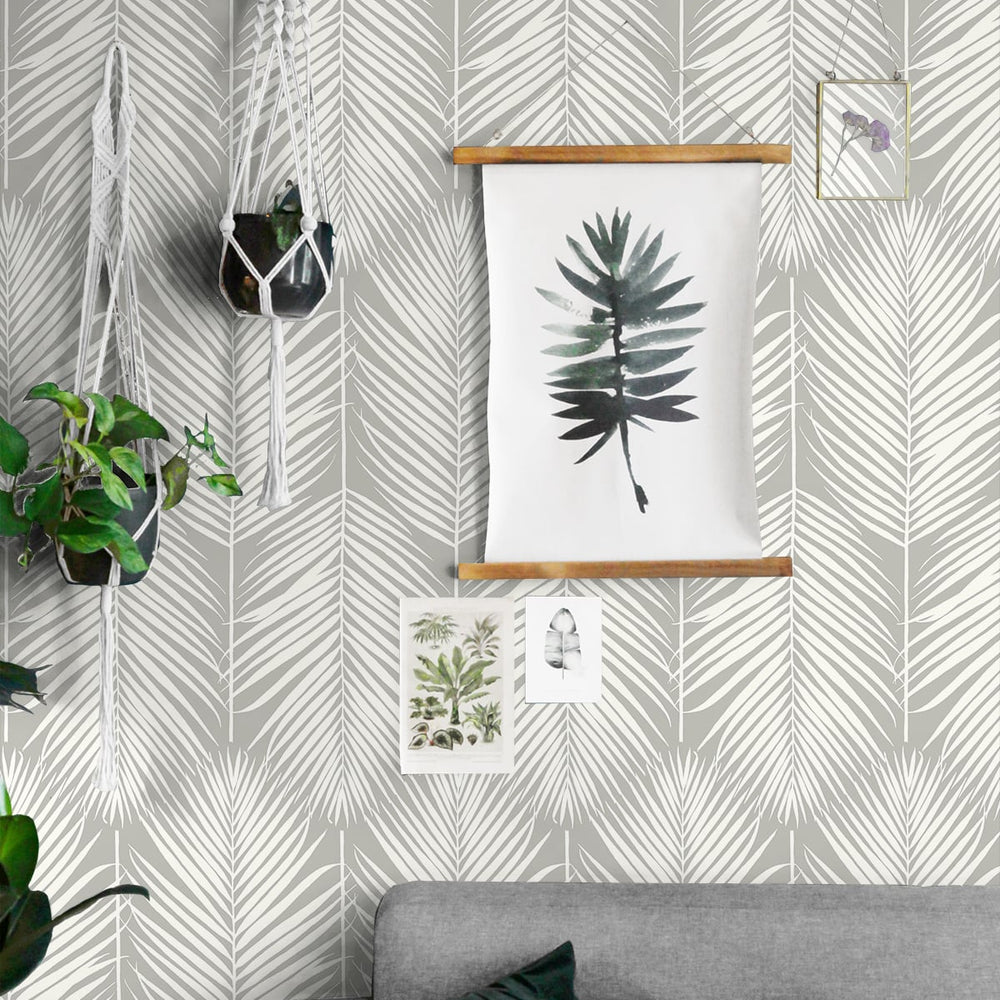 
                  
                    NW39808 palm silhouette coastal peel and stick removable wallpaper living room from NextWall
                  
                