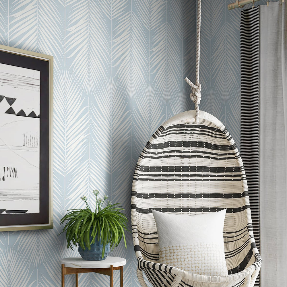 
                  
                    NW39812 palm silhouette coastal peel and stick removable wallpaper bedroom from NextWall
                  
                