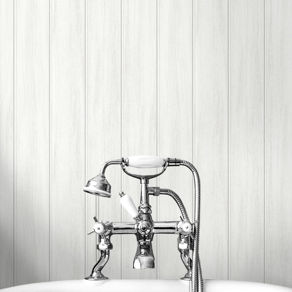 
                  
                    NW39900 wood panel faux peel and stick wallpaper bathroom from NextWall
                  
                