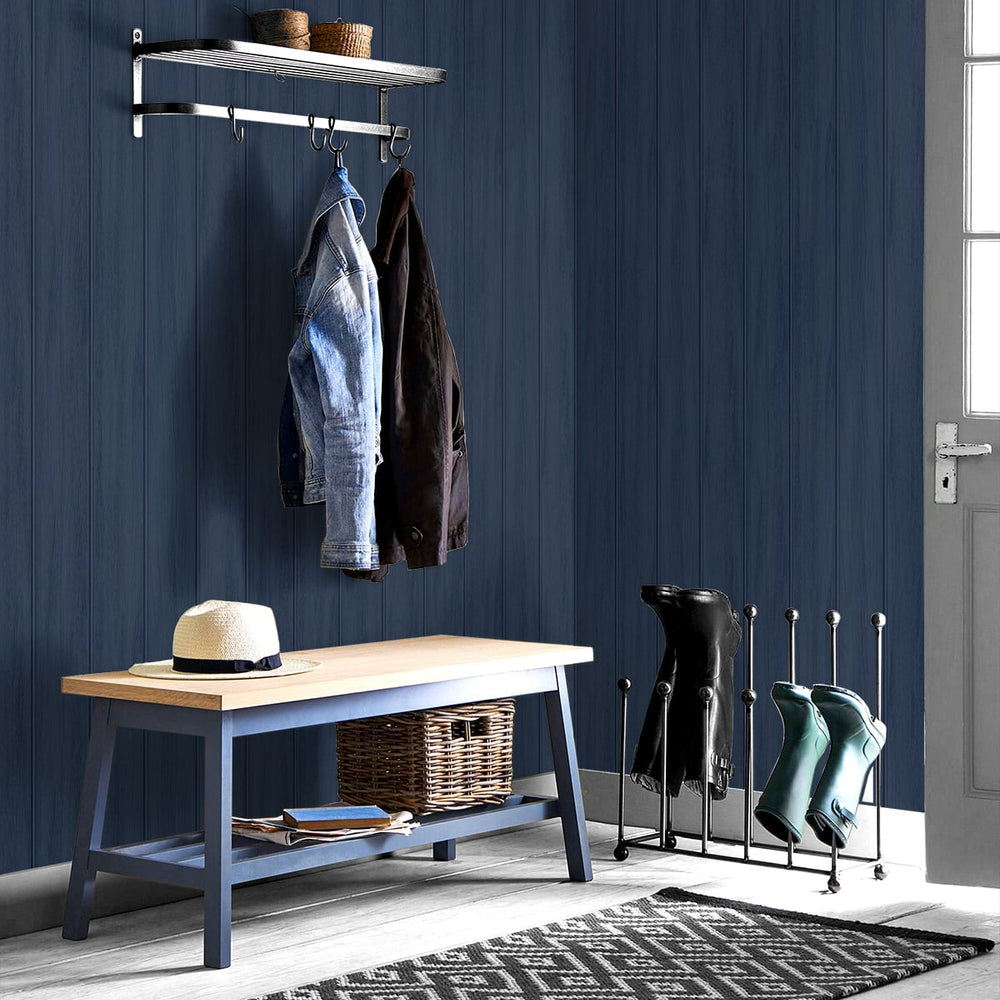 
                  
                    NW39902 wood panel faux peel and stick wallpaper entryway from NextWall
                  
                