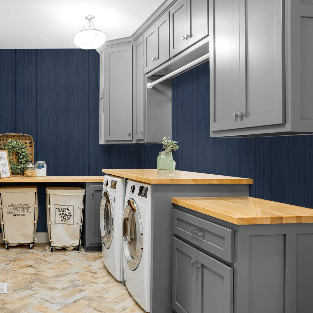 
                  
                    NW39902 wood panel faux peel and stick wallpaper laundry room from NextWall
                  
                
