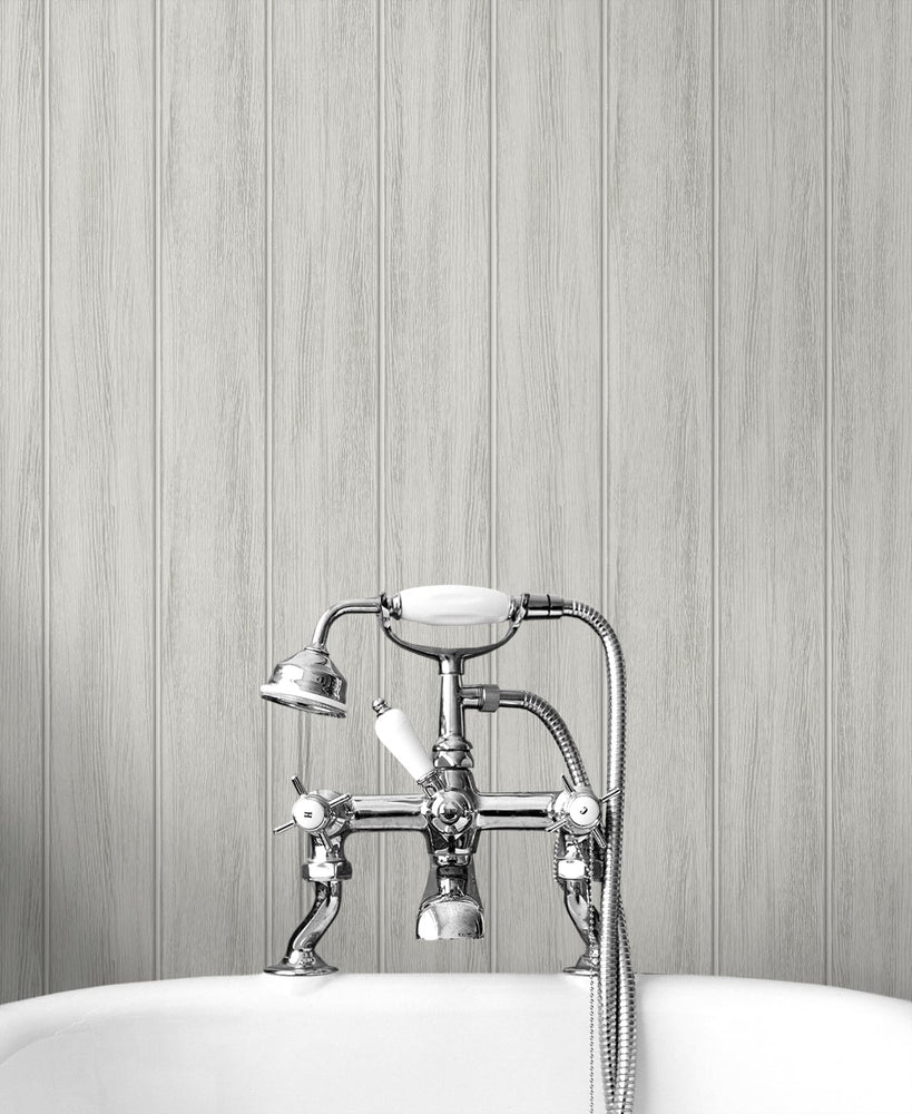 NW39906 wood panel faux peel and stick wallpaper bathroom from NextWall