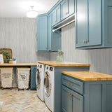NW39906 wood panel faux peel and stick wallpaper laundry room from NextWall