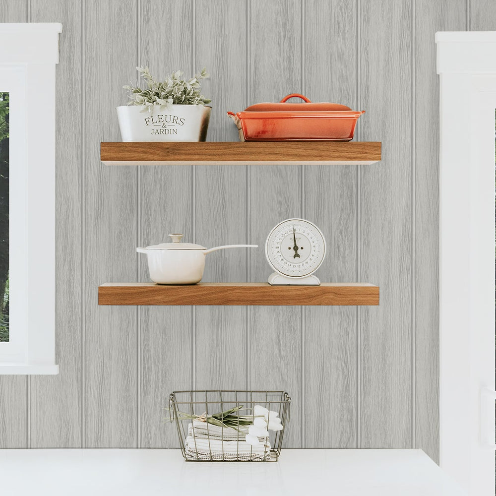 
                  
                    NW39906 wood panel faux peel and stick wallpaper kitchen from NextWall
                  
                