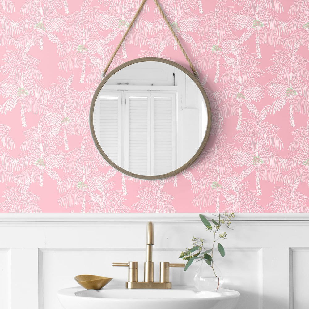 
                  
                    NW40001 Palm Beach botanical peel and stick removable wallpaper bathroom from NextWall
                  
                
