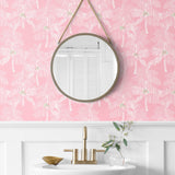 NW40001 Palm Beach botanical peel and stick removable wallpaper bathroom from NextWall
