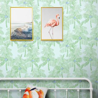 NW40002 Palm Beach botanical peel and stick removable wallpaper bedroom from NextWall