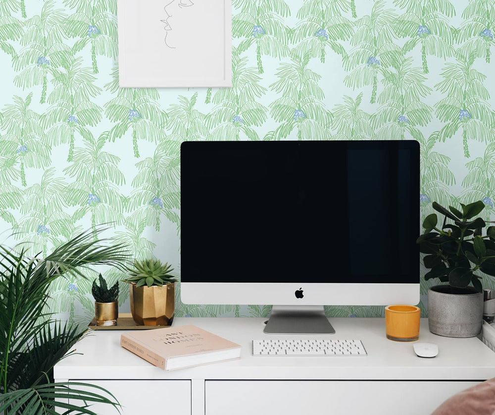 NW40002 Palm Beach botanical peel and stick removable wallpaper office from NextWall