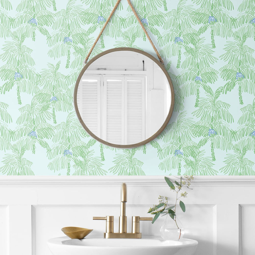 
                  
                    NW40002 Palm Beach botanical peel and stick removable wallpaper bathroom from NextWall
                  
                