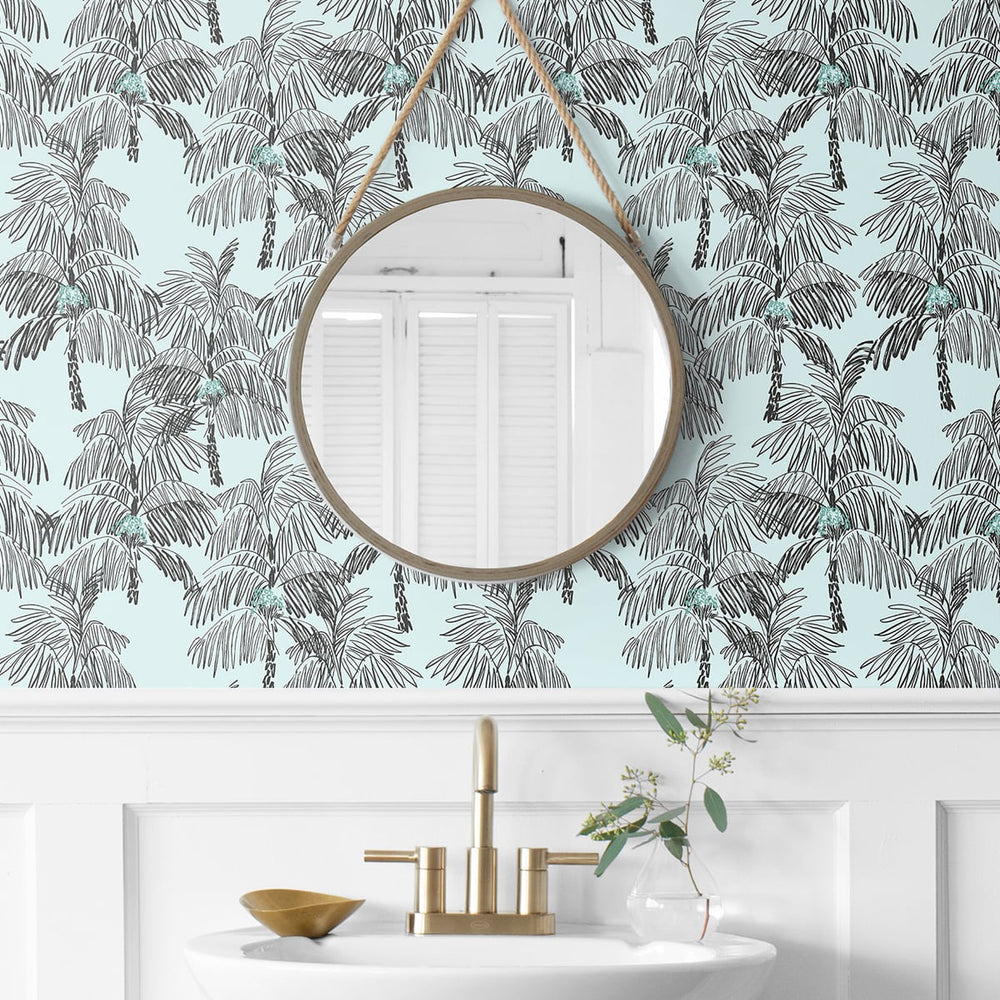 
                  
                    NW40012 Palm Beach botanical peel and stick removable wallpaper bathroom from NextWall
                  
                