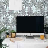NW40012 Palm Beach botanical peel and stick removable wallpaper office from NextWall