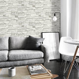 NW40200 faux stacked stone peel and stick wallpaper living room from NextWall