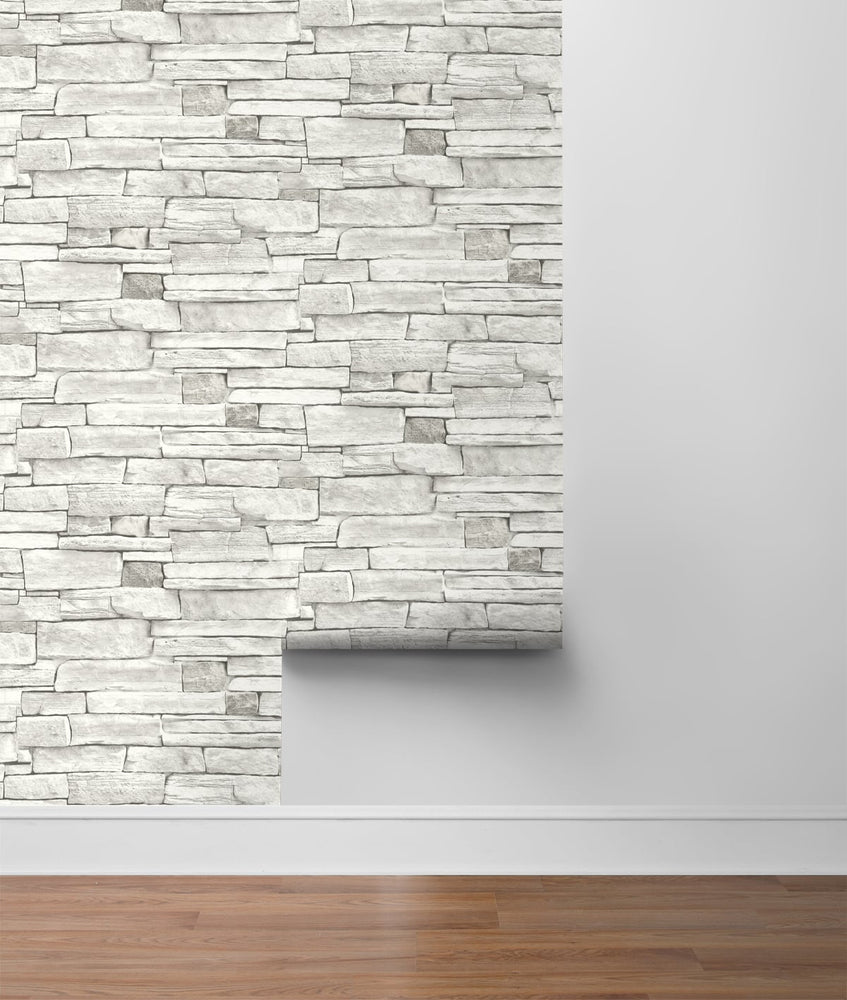 NW40200 faux stacked stone peel and stick wallpaper roll from NextWall