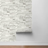 NW40200 faux stacked stone peel and stick wallpaper roll from NextWall