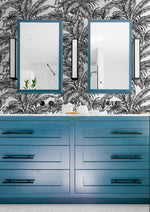 NW40400 palm jungle premium peel and stick removable wallpaper bathroom from NextWall