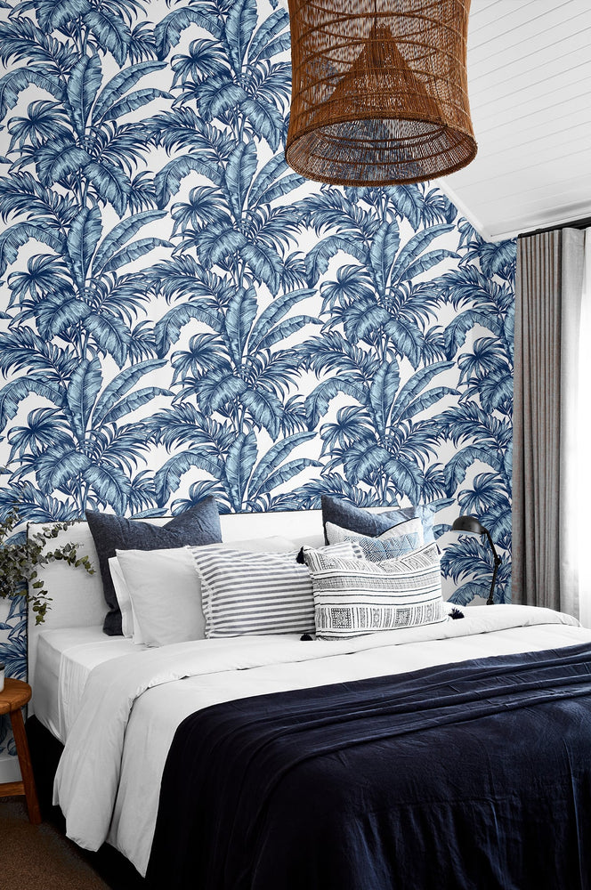 NW40402 palm jungle premium peel and stick bedroom removable wallpaper from NextWall