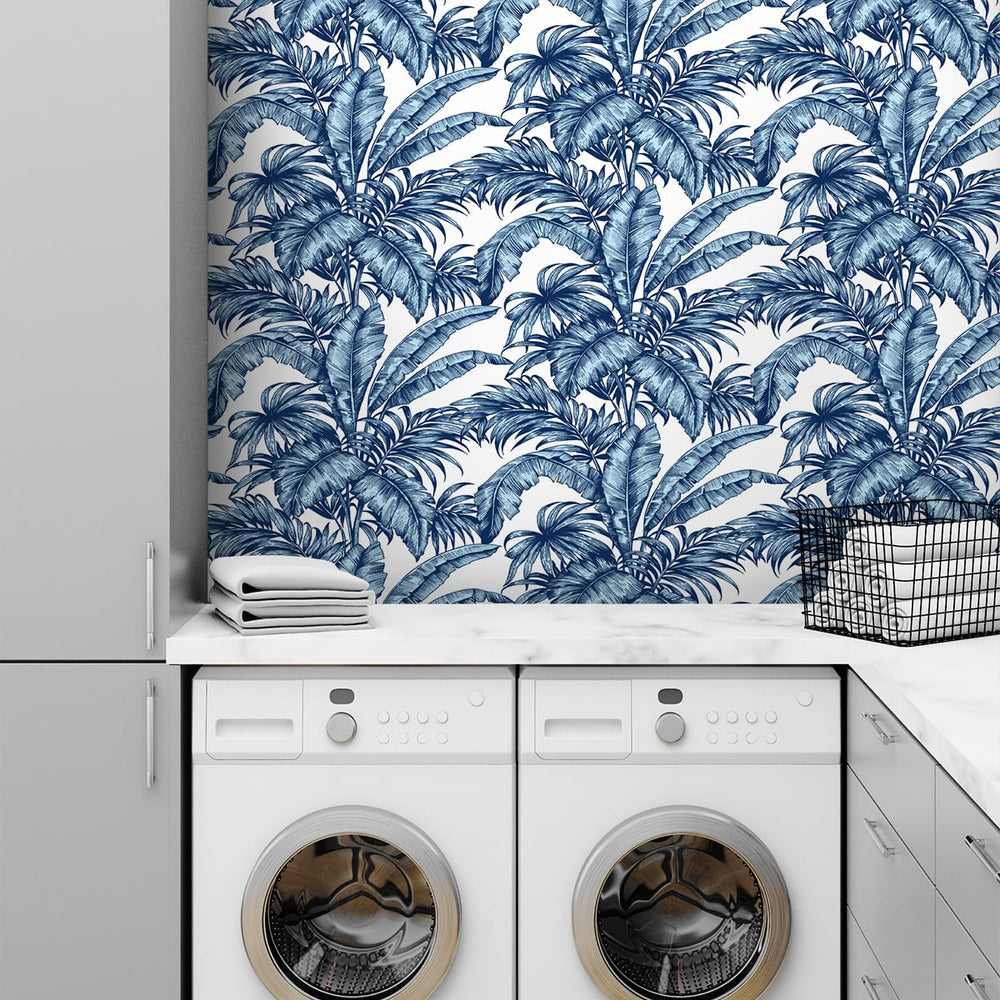 
                  
                    NW40402 palm jungle premium peel and stick laundry room removable wallpaper from NextWall
                  
                