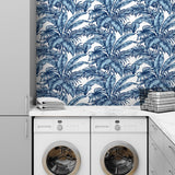 NW40402 palm jungle premium peel and stick laundry room removable wallpaper from NextWall