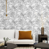NW40508 tropical linework premium peel and stick wallpaper living room from NextWall