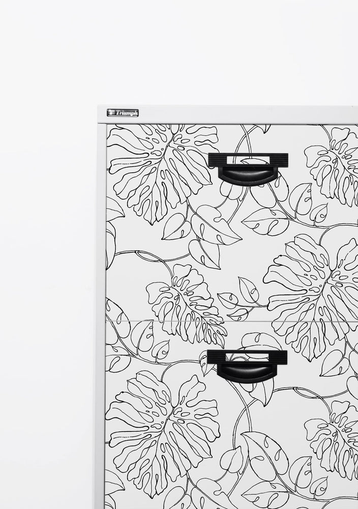 NW40508 tropical linework premium peel and stick wallpaper cabinet from NextWall