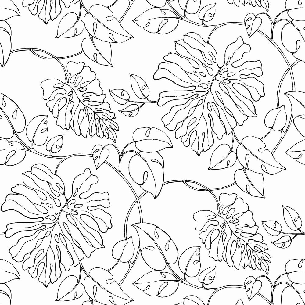 NW40508 tropical linework premium peel and stick wallpaper from NextWall
