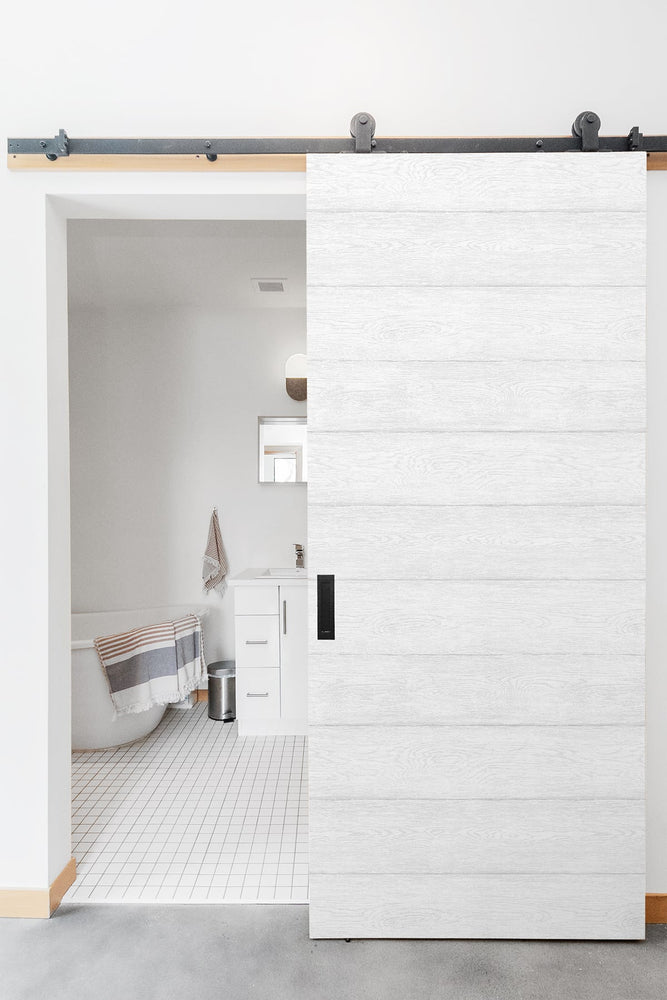 NW40700 woodgrain peel and stick removable wallpaper door from NextWall
