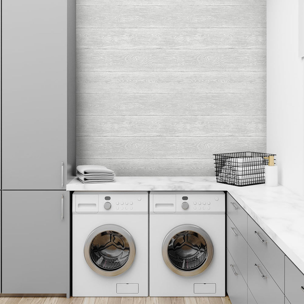 
                  
                    NW40708 woodgrain peel and stick removable wallpaper laundry room from NextWall
                  
                