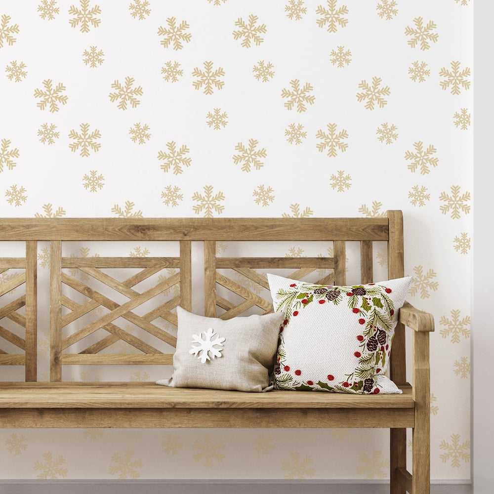 
                  
                    NW41005 metallic gold snowflakes Christmas peel and stick wallpaper entryway from NextWall
                  
                