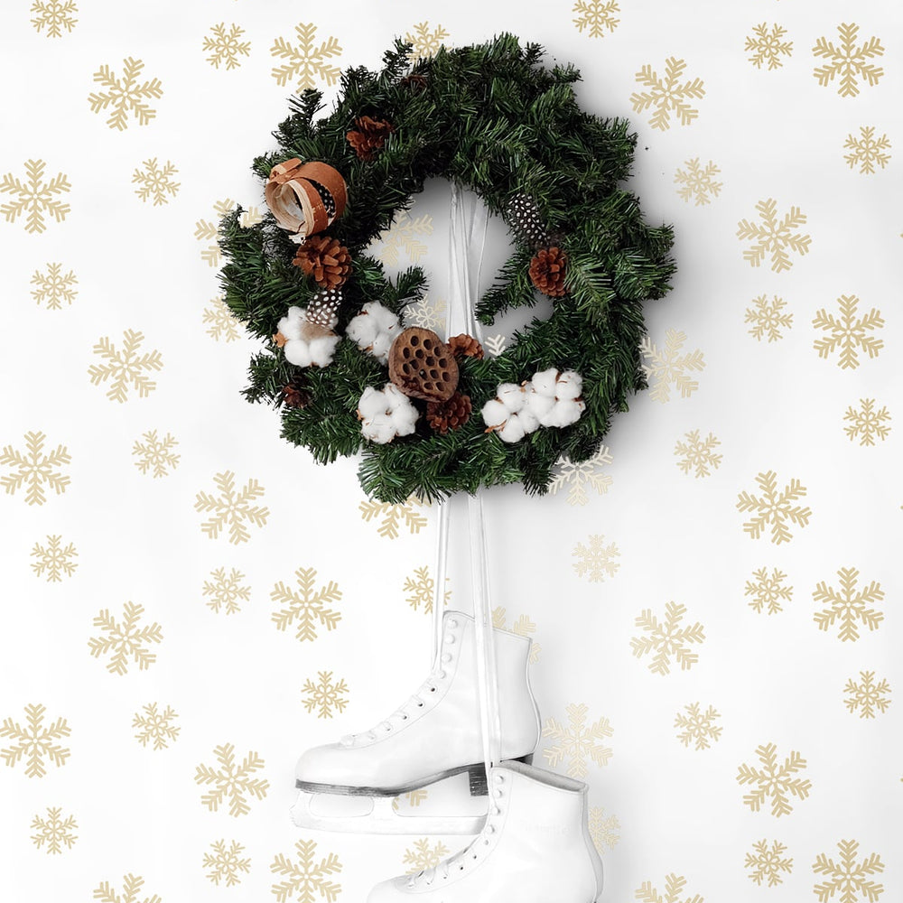 
                  
                    NW41005 metallic gold snowflakes Christmas peel and stick wallpaper decor from NextWall
                  
                