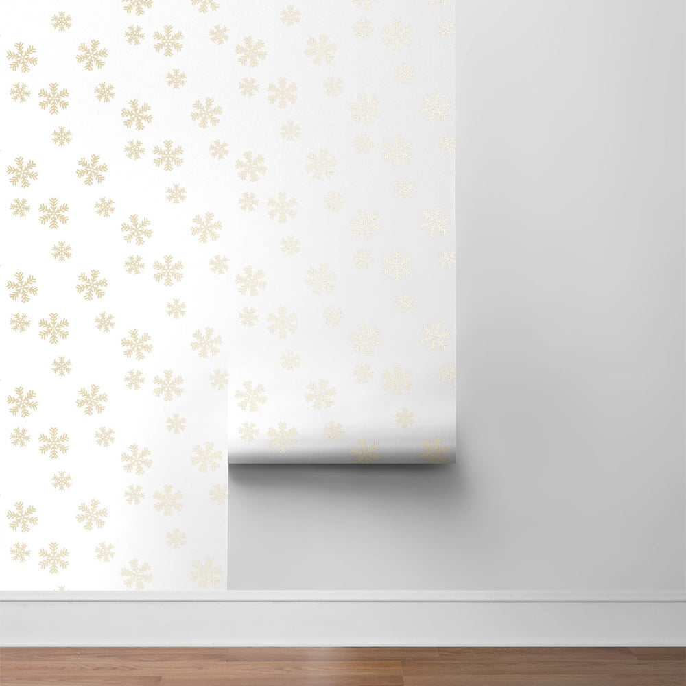 
                  
                    NW41005 metallic gold snowflakes Christmas peel and stick wallpaper roll from NextWall
                  
                