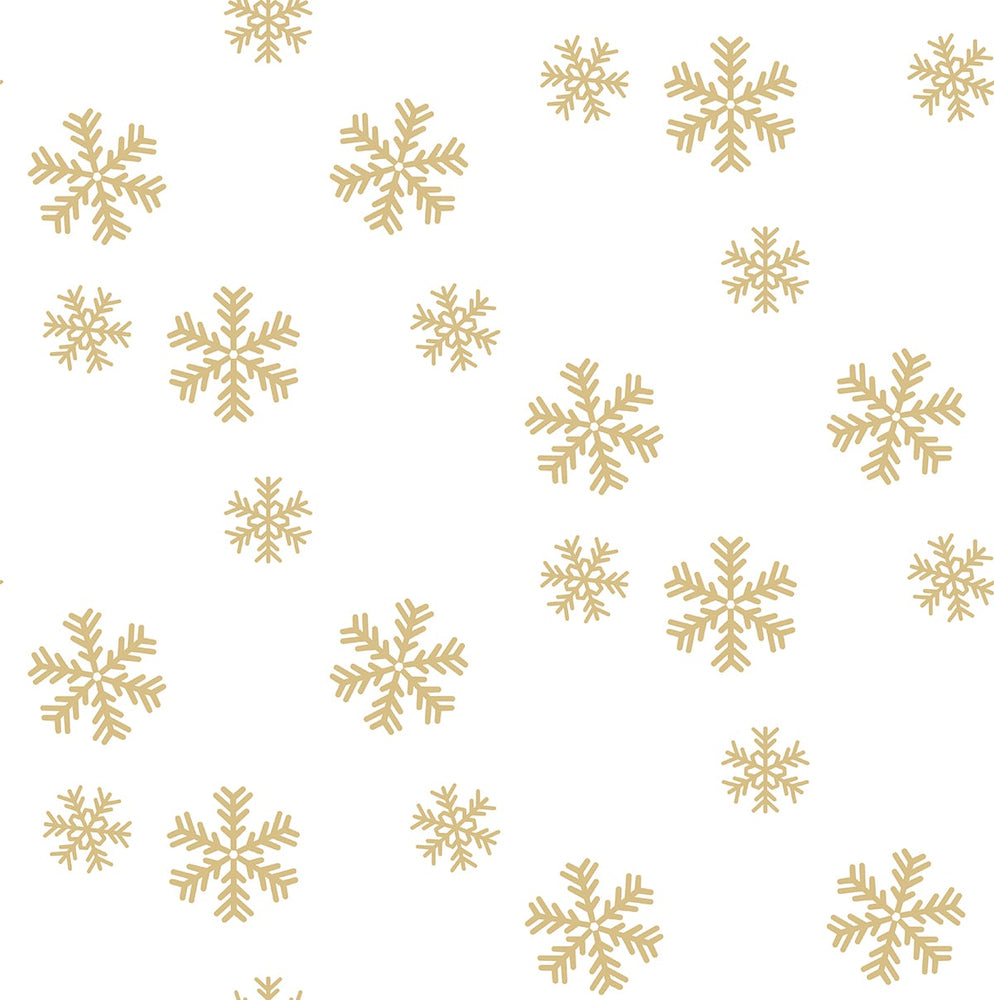 NW41005 metallic gold snowflakes Christmas peel and stick wallpaper from NextWall