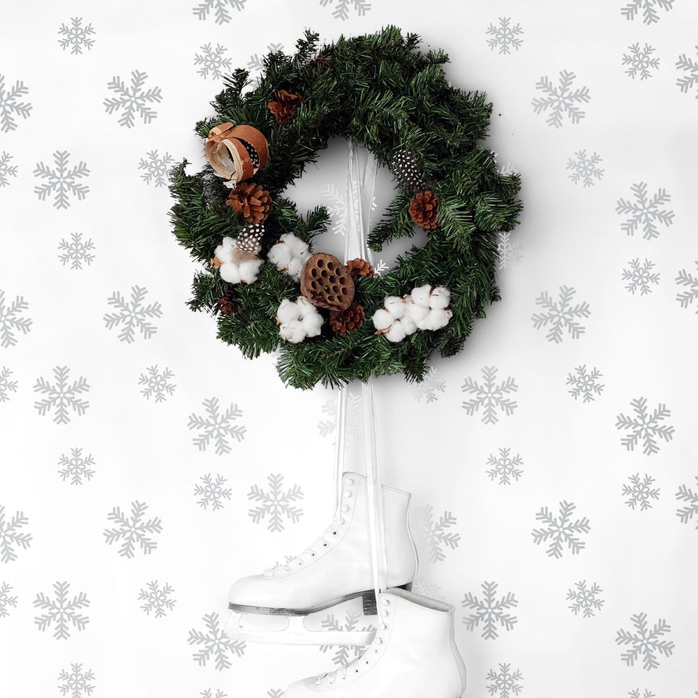 
                  
                    NW41008 metallic silver snowflakes Christmas peel and stick wallpaper decor from NextWall
                  
                